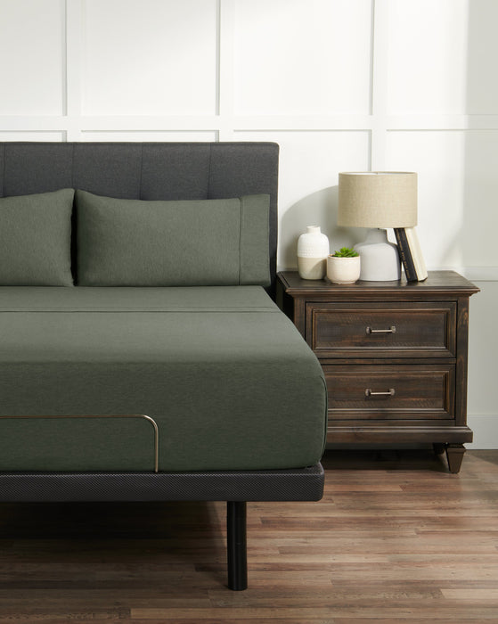 Ensemble de draps haute performance Hyper-Wool de BEDGEAR 5 pièces pour très grand lit divisé - vert forêt