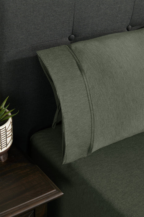 Ensemble de draps haute performance Hyper-Wool de BEDGEAR 4 pièces pour très grand lit - vert forêt