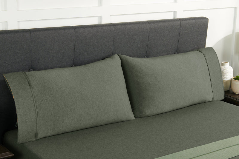 Ensemble de draps haute performance Hyper-Wool de BEDGEAR 4 pièces pour très grand lit - vert forêt