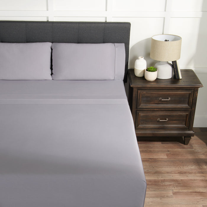 Ensemble de draps haute performance Hyper-Wool de BEDGEAR 4 pièces pour très grand lit - gris clair