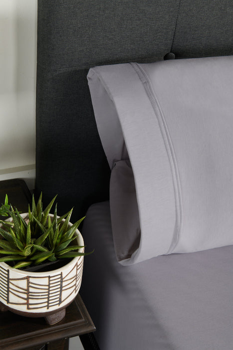 Ensemble de draps haute performance Hyper-WoolMC de BEDGEAR 4 pièces pour grand lit - gris clair