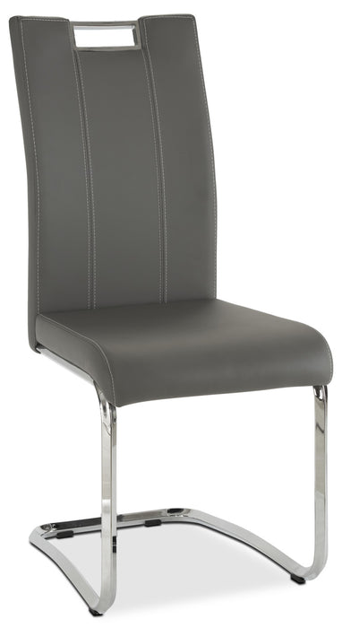 Chaise de salle à manger Tuxedo en tissu de cuir végétalien et en métal - grise