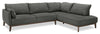 Sofa sectionnel de droite Gena de Cindy Crawford Home 2 pièces en tissu d’apparence lin avec pattes en bois - gris anthracite