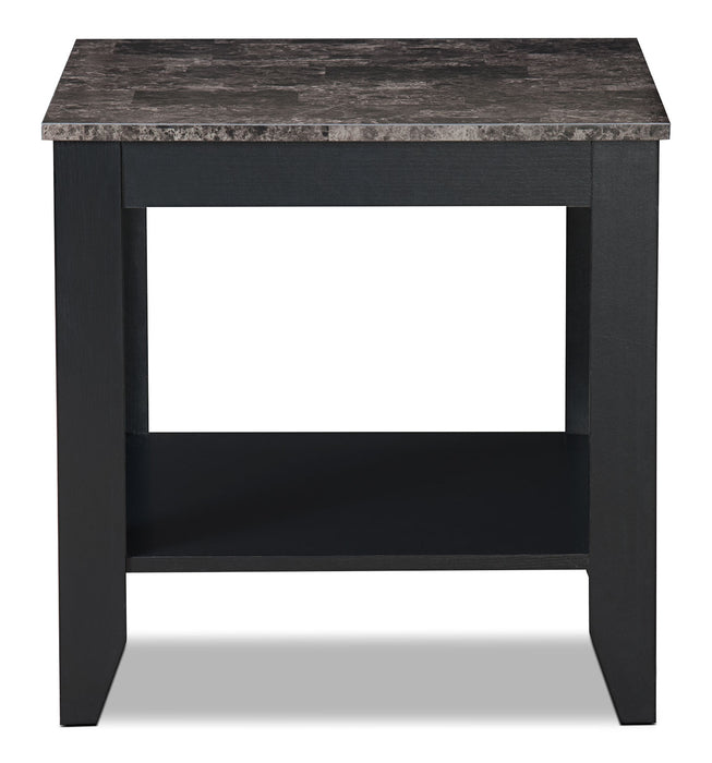 Ensemble 3 tables Roma de 47,5 po (table à café et 2 tables de bout) avec tablette - imitation de marbre noir