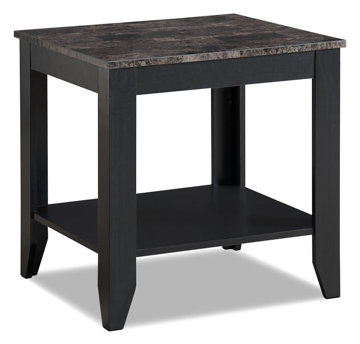 Ensemble 3 tables Roma de 47,5 po (table à café et 2 tables de bout) avec tablette - imitation de marbre noir
