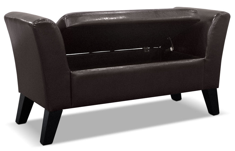 Pouf de rangement Bonn de 45 po - similicuir brun