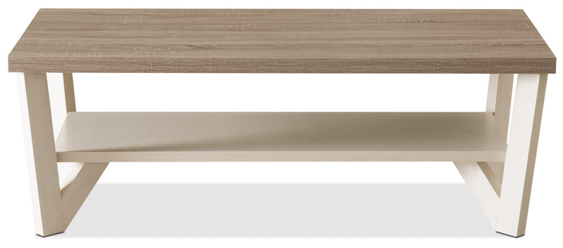 Ensemble 3 tables modernes Arika de 47,5 po (table à café et 2 tables de bout) avec tablette - ivoire 