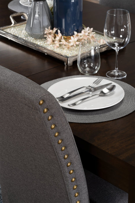 Chaise de salle à manger York à oreilles en tissu d’apparence lin avec capitonnage - grise