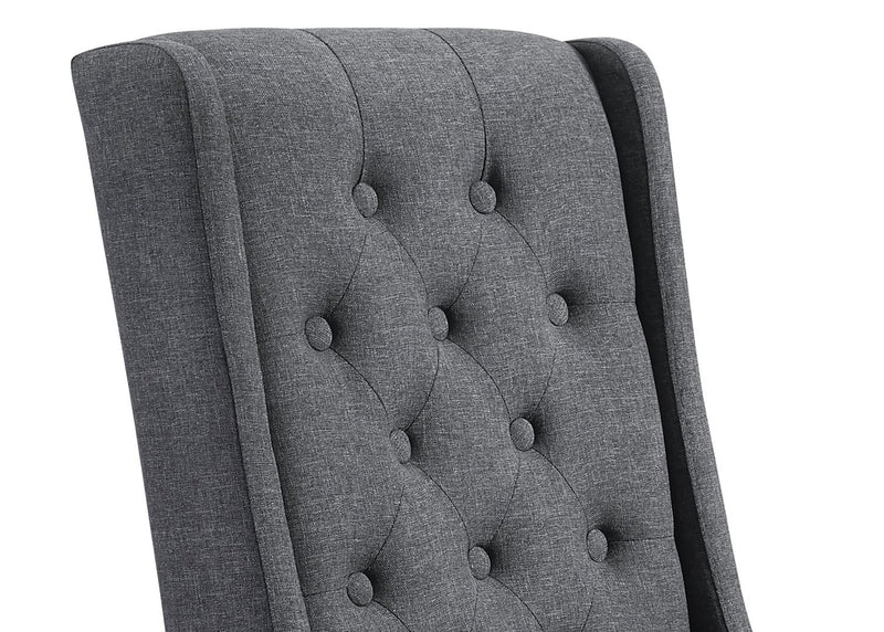 Chaise de salle à manger York en tissu d’apparence lin avec bordure de clous décoratifs - grise