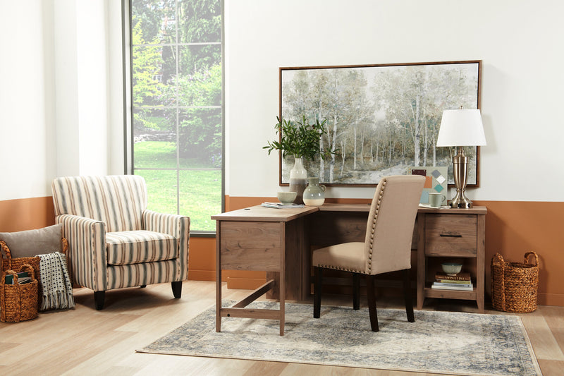 Chaise de salle à manger York en tissu d’apparence lin avec bordure de clous décoratifs - taupe