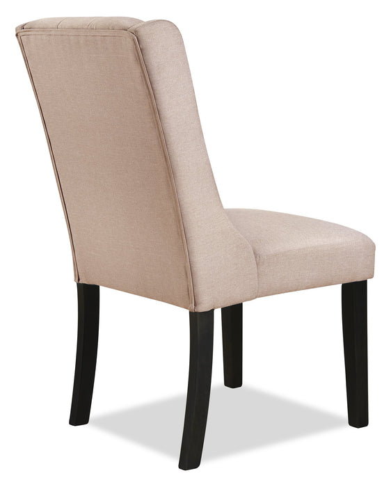 Chaise de salle à manger York à oreilles en tissu d’apparence lin avec capitonnage - taupe