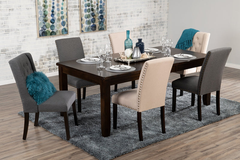 Chaise de salle à manger York à oreilles en tissu d’apparence lin avec capitonnage - taupe