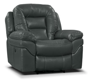 Fauteuil à inclinaison électrique Leo de 41 po en tissu d’apparence cuir - gris