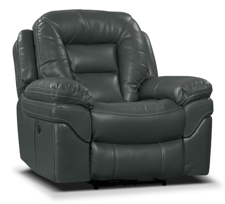 Fauteuil à inclinaison électrique Leo de 41 po en tissu d’apparence cuir - gris