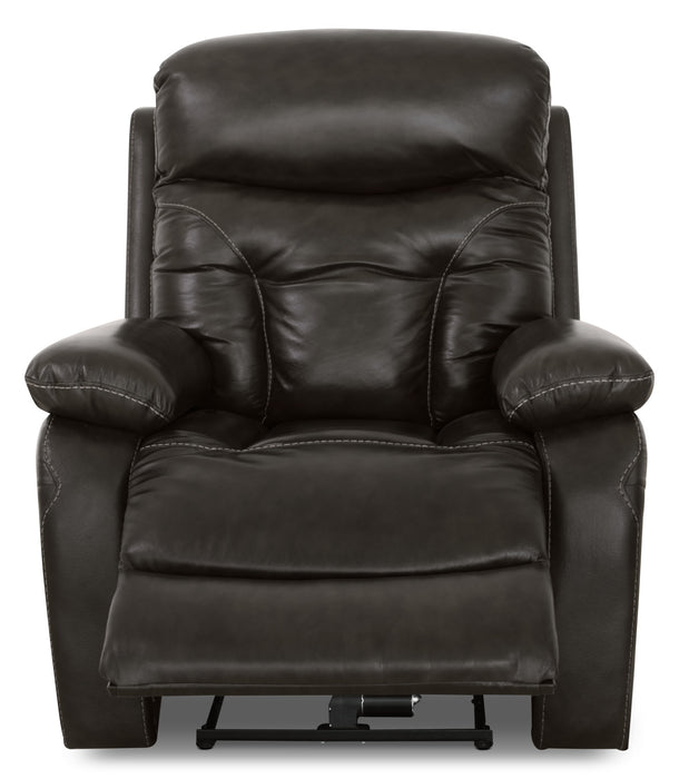 Fauteuil à inclinaison électrique Hayes de 38 po en cuir véritable avec appuie-tête réglable - gris acier