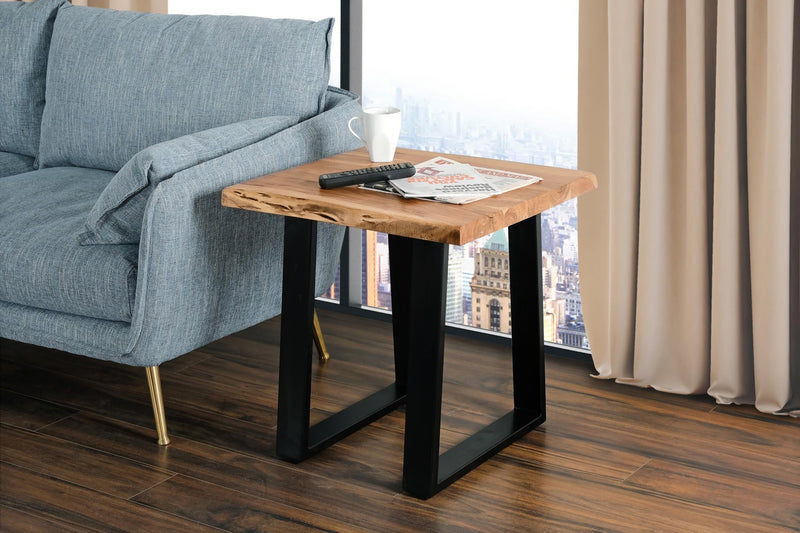 Table de bout rustique Agra de 24 po - brune et noire avec pattes en fer