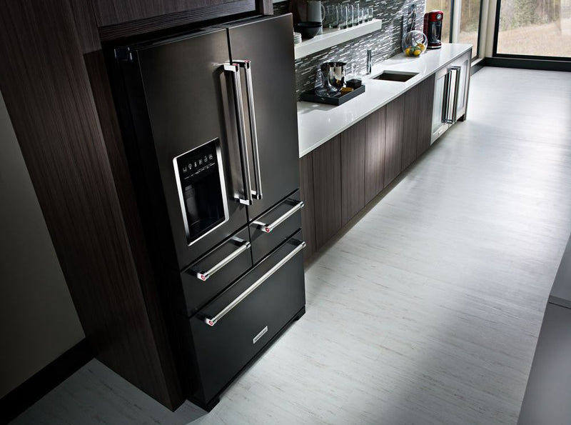 Réfrigérateur KitchenAid de 24 pi³ et de 36 po à multiples portes et à portes françaises - acier inoxydable noir - KRMF706EBS